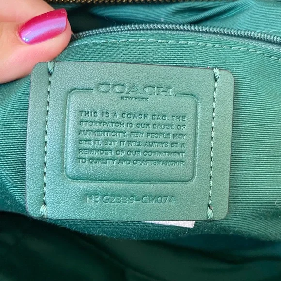 Coach Dark Green Leather Shoulder Bag - Picture 3 of 6